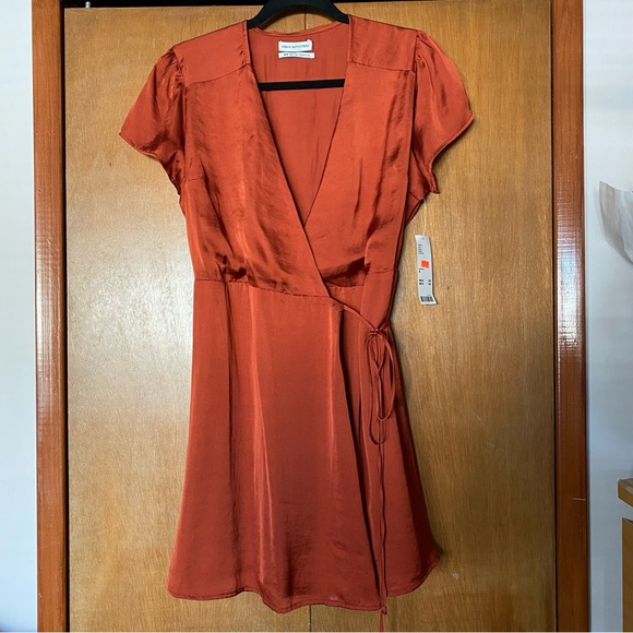 Urban Outfitters Satin Wrap Mini Dress - Picture 2 of 5